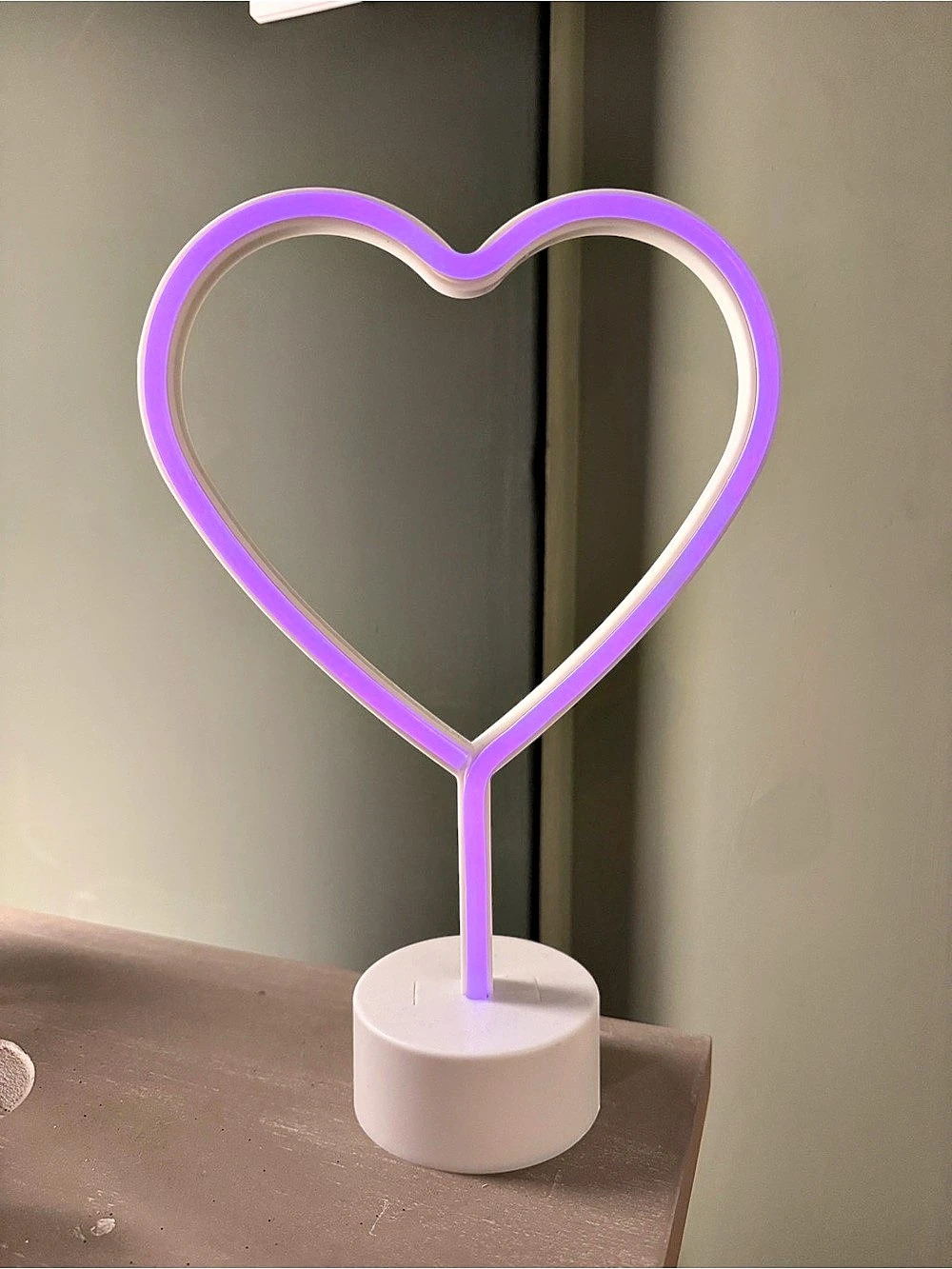 Heart Neon Table Lamp Purple & White